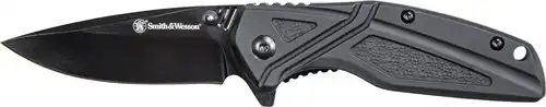 S&W KNIFE BLACK RUBBER 3" BLK - OXIDE BLADE W/POCKET CLIP