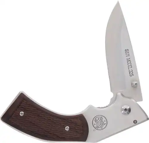 S&W KNIFE MODEL 325 REVOLVER - KNIFE 3" FOLDER W/WOOD GRIPS