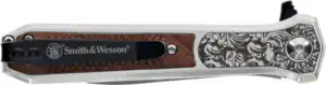 S&W KNIFE UNWAVERED SPRING AST - 3.5" SS/ROSEWOOD ENGRV DAGGER
