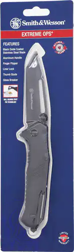 S&W KNIFE EXTREME OPS 3" TANTO - W/GLASS BREAKER BLACK/BLACK - Image 3