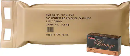 PMC AMMO 38 SPECIAL 132GR. - FMJ-RN 300 RD BATTLE PK 3BP/CS