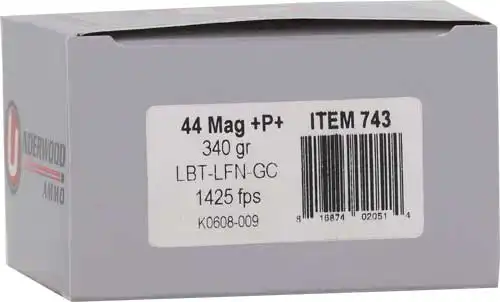 UNDERWOOD 44 REM MAG +P+ 340GR - LEAD-FN 20RD 10BX/CS - Image 2