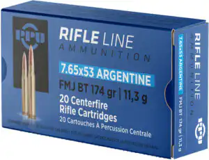 PPU 7.65X53 ARGENTINE MAUSER - 174GR FMJ 20RD 10BX/CS
