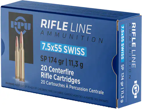 PPU 7.5X55 SWISS 174GR JSP - 20RD 10BX/CS