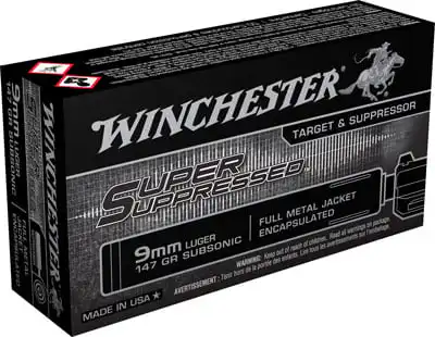 WINCHESTER SUPER SUPPRESSED - 9MM LUGER 147GR FMJ 50RD 10B/C
