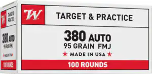 WINCHESTER USA 380 ACP 95GR - FMJ-RN 100RD VALUE PACK 5BX/CS