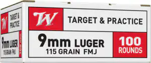 WINCHESTER USA 9MM LUGER - 115GR FMJ 100RD 10BX/CS