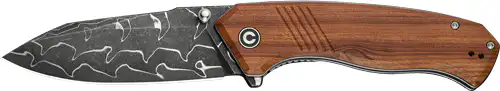 CIVIVI KNIFE PLACOID 3.67" - WOOD/DIMASCUS BLADE LINERLOCK - Image 2