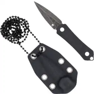 COBRATEC GUARDIAN NECK KNIFE - 1.99" D2 STONEWASH DAGGER W/SH