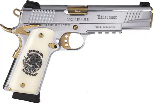 GIRSAN MC1911S LIBERADORE II - 9MM 10RD CHROME GOLD ENGRAVED - Image 2