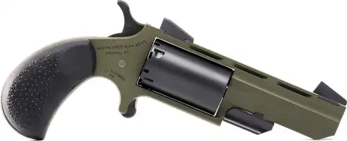 NAA HUNTSMAN MINI-REVOLVR - 22WMR 2" FIXED OD GRN RUBBER