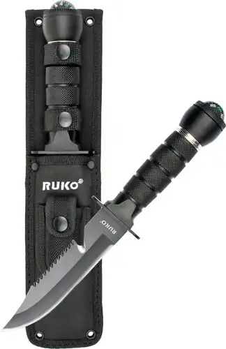 RUKO FIXED BLADE SURVIVAL 6" - ABS HANDLE WITH BALL COMPASS - Image 2