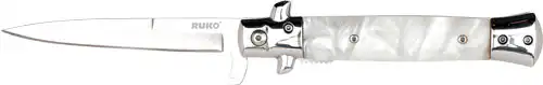 RUKO FOLDER SPRING ASSISTS 4" - WHITE PEARL ACRYLIC HANDLE