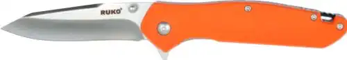 RUKO FOLDER TACTICAL KNIFE - 3.25" ORANGE HANDLE CLAMSHELL