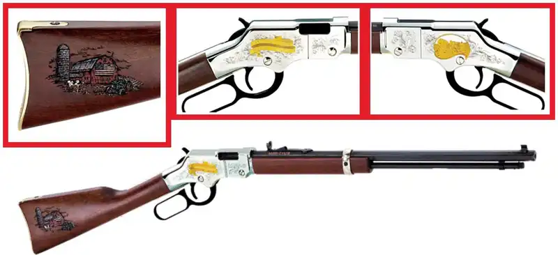 HENRY H4 AMERICAN FARMER TRIB. - 22S/L/LR 20" OCTAGON ENGRAVED - Image 2