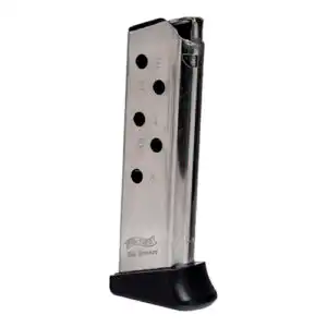 PPK WALTHER MAGAZINE WITH FINGER REST - .380 ACP - 6 ROUND - NICKEL