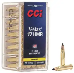 CCI Rimfire Ammunition .17 HMR 17 gr VMax 2550 fps 2000/ct Case (40-50/ct)