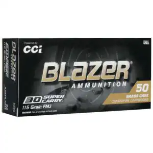 CCI Blazer Brass Handgun Ammunition .30 Super Carry 115 gr FMJ 1150 fps 50/ct