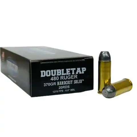 Double Tap Hardcast Solid Handgun Ammunition 480 Ruger 370gr WFN 1335 fps 20/ct