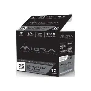 Migra Steel Waterfowl Stacked Shotshell 12ga 3" 1-1/4 oz 1515 fps #2 & #4 25/ct