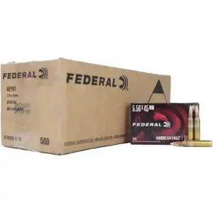 Federal American Eagle Rifle Ammunition 5.56X45 NATO 55gr FMJ 3165 fps 500/ct (25-20/ct)