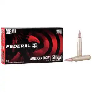Federal American Eagle Rifle Ammunition .308 Win 150 gr FMJBT 2820 fps 20/ct