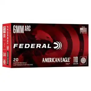 Federal American Eagle Rifle Ammunition 6mm Arc 110gr TMJ 2550 fps 20/ct