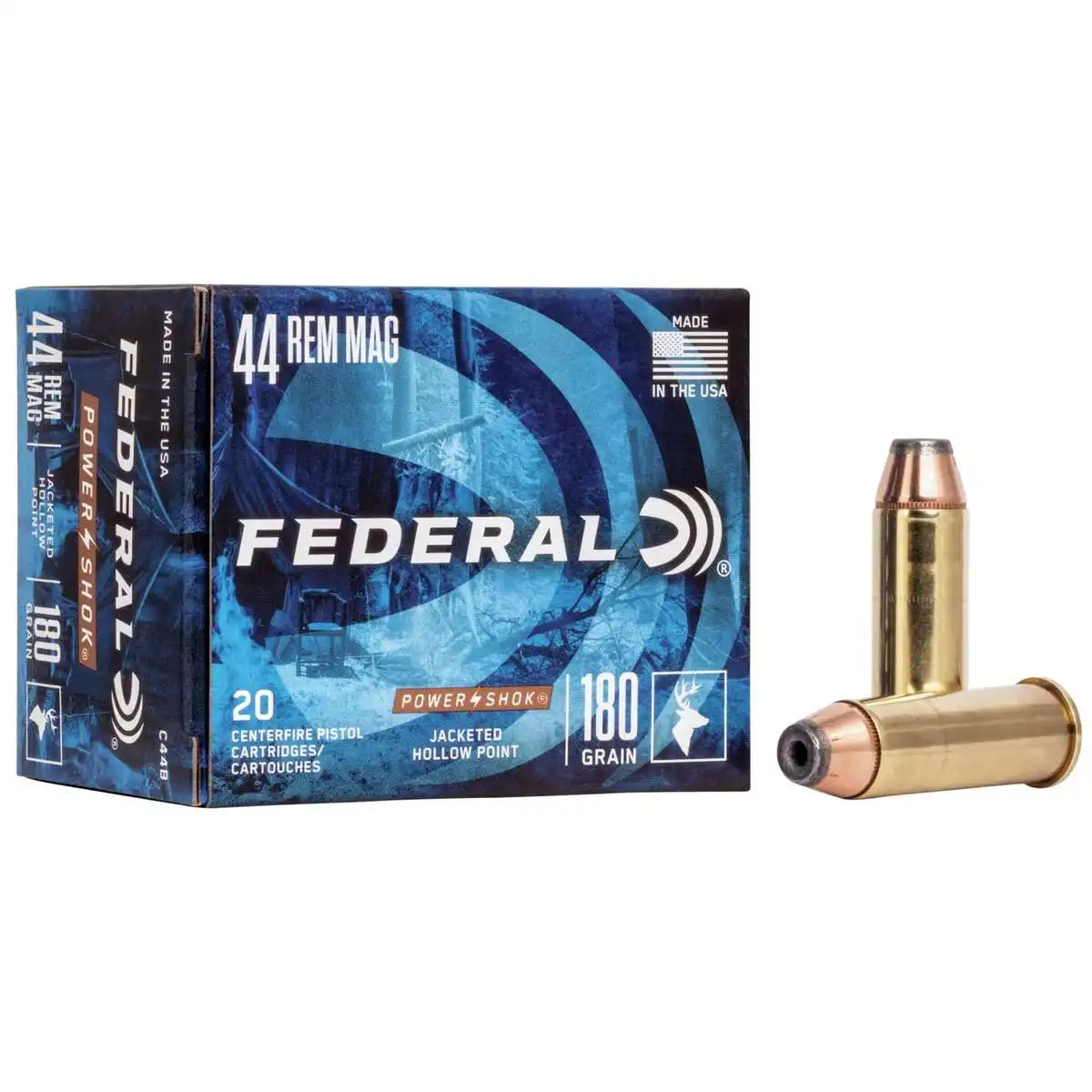 Federal Power-Shok Handgun Ammunition .44 Mag 180gr JHP 1460 fps 20ct