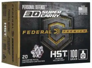 Federal Personal Defense HST Handgun Ammunition .30 Super Carry 100 gr JHP 1250 fps 20/ct