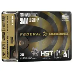Federal Personal Defense HST Handgun Ammunition 9mm Luger( +P) 124 gr. JHP 1200 fps 20/ct