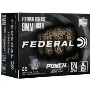 Federal Personal Defense Punch Handgun Ammunition 9mm Luger 124 gr 1150 fps JHP 20/ct