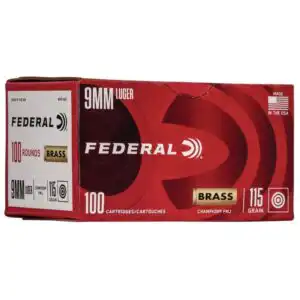 Federal Champion Training Handgun Ammunition 9mm Luger 115 gr FMJ 1125 fps 100/ct