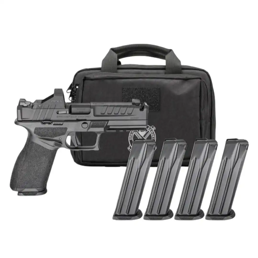 Springfield Gear Pac Echelon 4.0C Comp Handgun 9mm Luger 15(1)&18(3)rd Magazines 4" Comp Barrel Green Dot & Bag