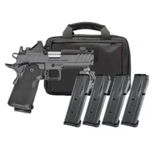 Springfield Armory Gear Pac 1911 DS Prodigy Comp Handgun 9mm Luger 17(3) &20(1)rd Magazines 4.25" Barrel Black Viridian Green Dot Bag