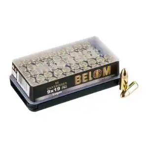 Global Ordnance Belom Handgun Ammunition 9mm 124gr FMJ 1115 fps 50/ct