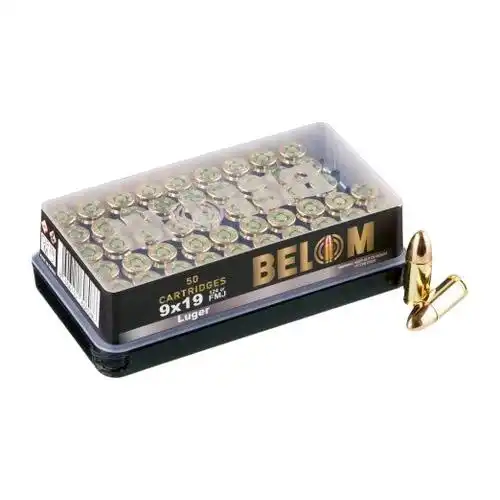 Global Ordnance Belom Handgun Ammunition 9mm 124gr FMJ 1115 fps 50/ct