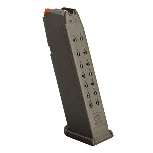 Glock Handgun Magazine G17 Gen5 17/rd OD Green Orange Follower Bulk