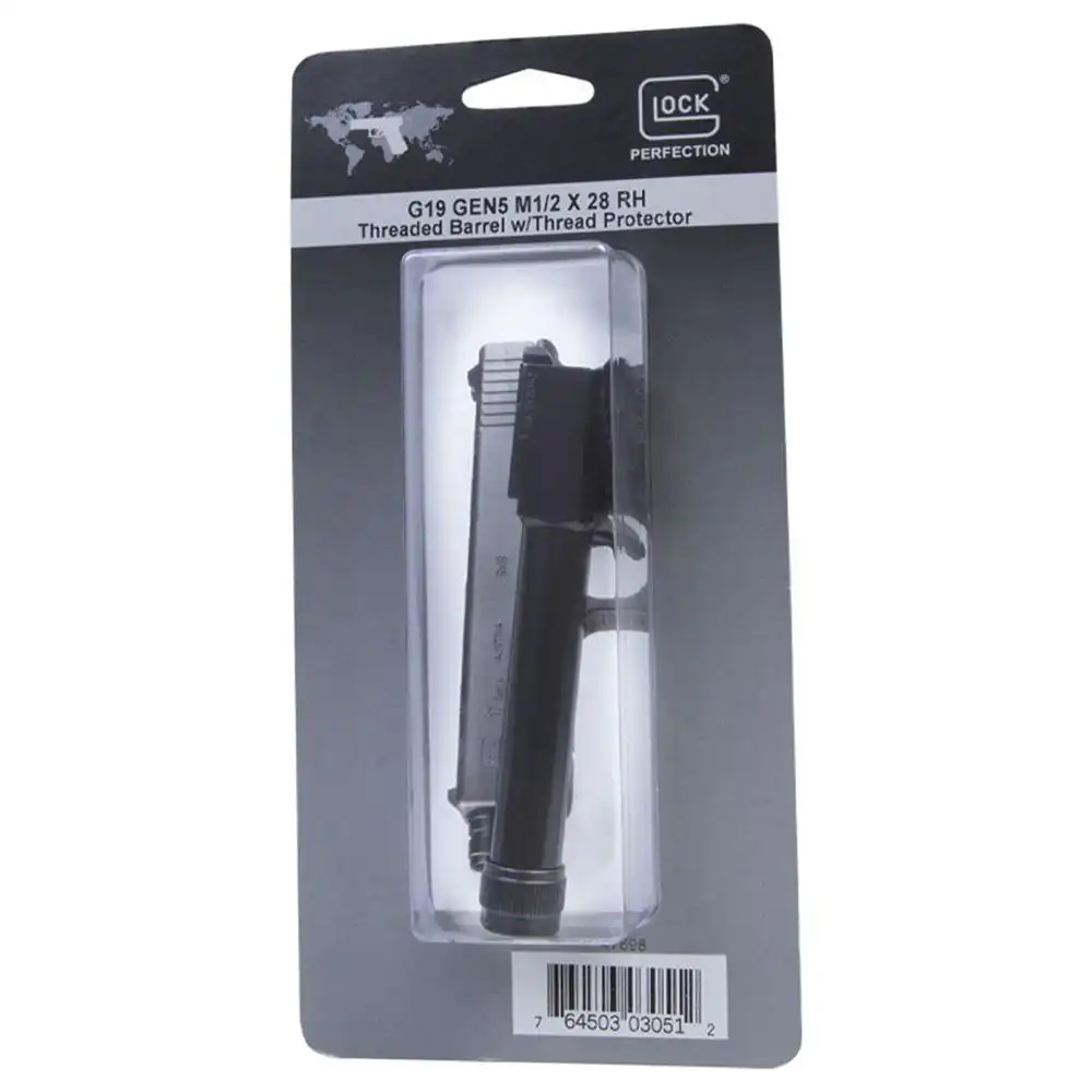 Glock Factory 19/19x/45 Gen5 Handgun Barrel RH 9mm Luger 1/2x28 Threaded Black