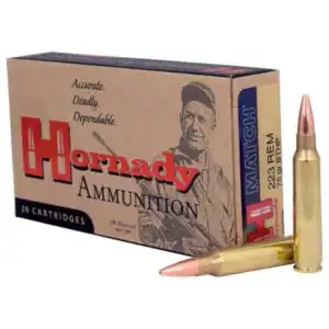 Hornady Match Rifle Ammunition .223 Rem 75 gr BTHP 2790 fps 20/ct