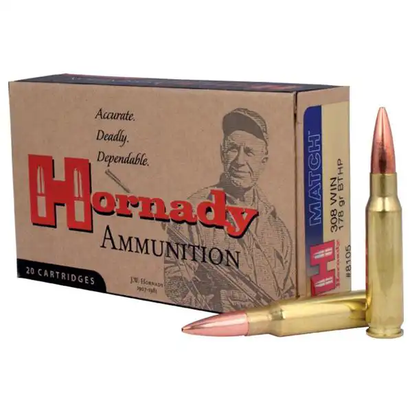 Hornady Match Rifle Ammunition .308 Win 178 gr BTHP Match 20/ct