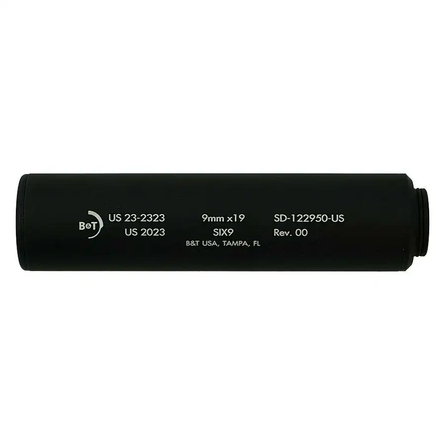 B&T Six9 Wipe Suppressor ONLY 9mm Luger Black Firearm Sold Separately