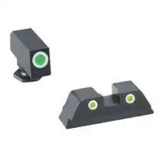 Green YellowTritium 3 dot sight set white outlines for Glock 42-43