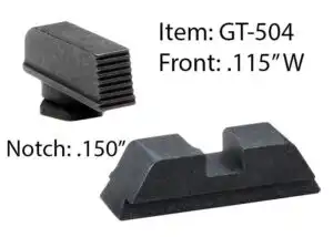 Ameriglo Defoor Performance Black Sight Set for Glock 17-39 / Front Width .115" / Rear Notch .150"