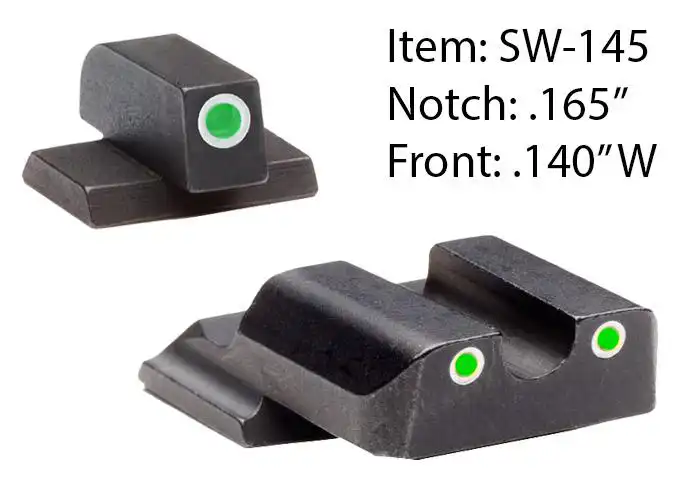 Ameriglo Classic Style Night Sight Set for S&W M&P Shield / Front Tritium - Green / Front Outline - White / Rear Tritium - Green / Rear Outline White