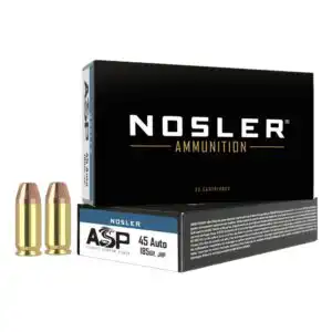 Nosler ASP Handgun Ammo .45 ACP 185 gr JHP 915 fps 50/ct