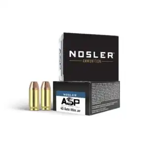 Nosler ASP Handgun Ammunition .45 ACP 185 gr JHP 980 fps 20/ct