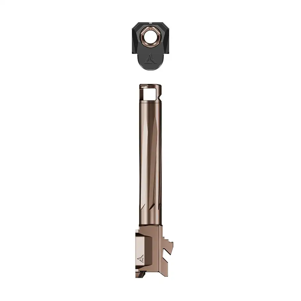 Radian Afterburner and Ramjet Micro Compensator and Ported Handgun Barrel for Glock G43 Bronze