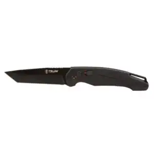 Telum Titan Tactical Automatic Folding Knife 4" Tanto Blade Black