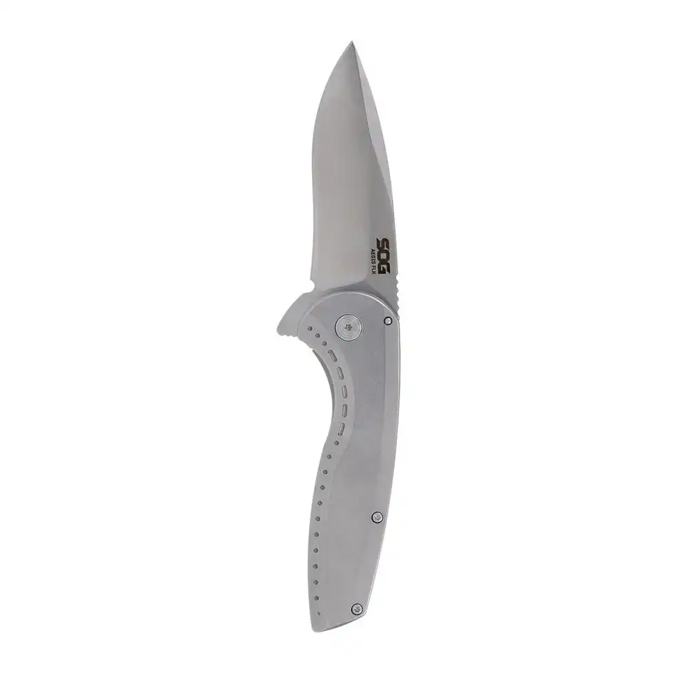 SOG Knives Aegis FLK 2.0 Folding Knife 3-1/4" Drop Point Blade Silver