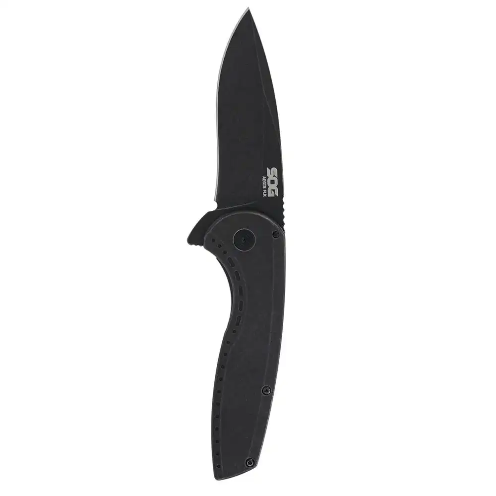 SOG Knives Aegis FLK 2.0 Folding Knife 3-1/4" Drop Point Blade Black
